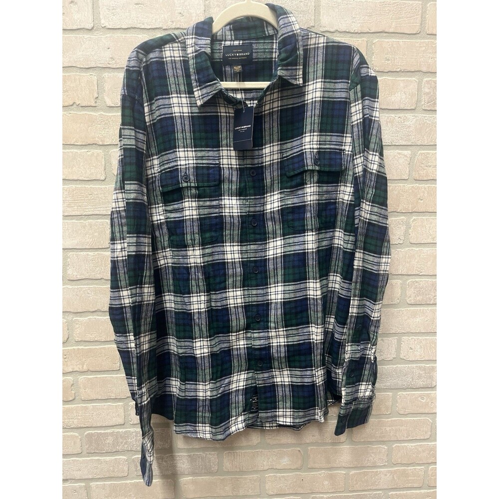 Lucky brand Long sleeve button up men’s shirt Blue plaid NWT